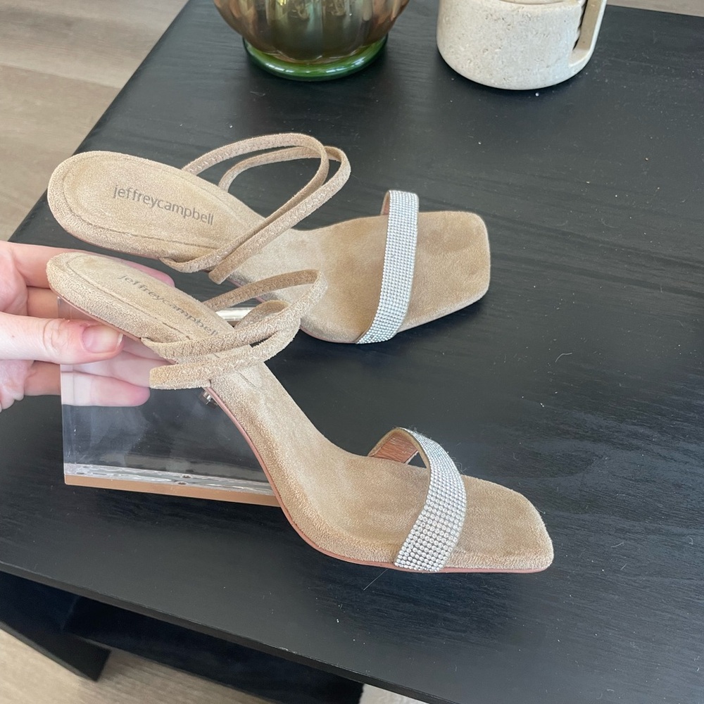 Jeffrey Campbell Tan and Silver Heels